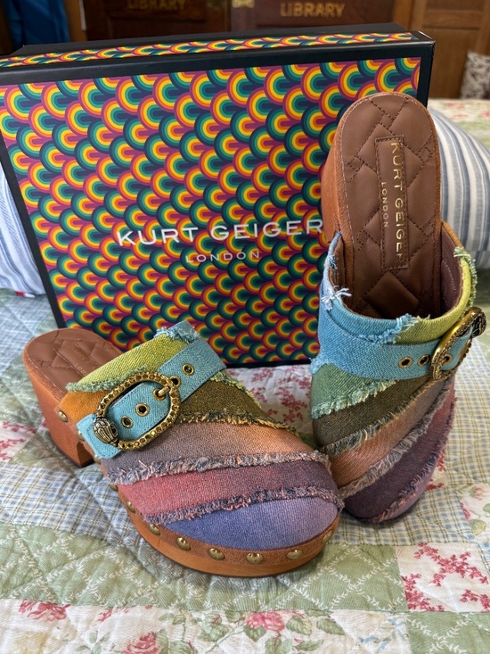 Kurt Geiger Shoes - New Kurt Geiger Mayfair Clog, multi-colored denim, Sz 9